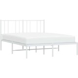 vidaXL Kovinski posteljni okvir z vzglavjem bel 120x200 cm | Shoptok.si