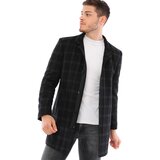 Dewberry PLT8327 MEN'S COAT-PATTERNED BLACK