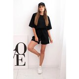Kesi Włoski Women's butter set with a short-sleeved blouse and shorts with an elastic band black | shoptok.hr