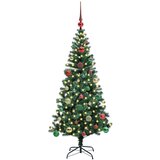 vidaXL Umjetna preddekorirana božićna jelka Zelena 150cm PVC in kovina | Shoptok.si