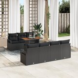 vidaXL 8-delni set vrtnih sof z blazinami črna poli ratan akacija | Shoptok.si