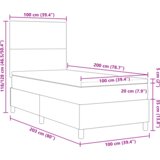 vidaXL Postelja z vzmetnico in LED lučko Siva 100x200 cm Žametna tkanina | Shoptok.si