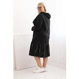 Kesi Włoski Plus Size women's cotton dress with a hood and ruffle black | Shoptok.si