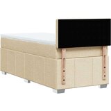 vidaXL Box spring postelja z vzmetnico krem 90x200 cm blago | Shoptok.si