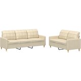 Maison Chic Sedežna garnitura - kavč 2-delna z blazinami krem blago, (21729147) | Shoptok.si