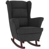 The Living Store Gugalni stol z nogami iz trdnega kavčukovca črn žamet - Gugalni Stol, (21420580) | Shoptok.si