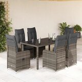  5-dijelni vrtni bistro set od poliratana s jastucima sivi Cijene