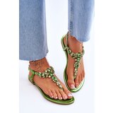 Boto Women's Sandals Flip Flops With Stones Green Lenisa | Shoptok.si