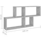 vidaXL zidna polica siva boja betona 100 x 18 x 53 cm od iverice | shoptok.hr