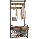 garderobni stojalnik iverna plošča, kovinske cevi 80D x 30Š x 181,5V cm rustikalno rjava, (5000242248)