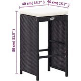 Poli 7-dijelni vrtni barski set od poliratana s jastucima crni | shoptok.hr