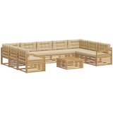  Set vanjskih sofa s jastukom 10 pcs Bijela i bež Poliester | Eponuda.com