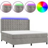  Box spring s madracem LED svjetlosivi 180x200 cm baršun | shoptok.hr