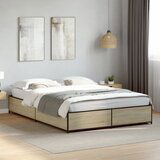 Maison Chic Posteljni okvir - Dvoposteljna postelja - Zakonska postelja sonoma hrast 140x200 cm inž. les in kovina-J15368, (21766342) | Shoptok.si