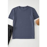 Trendyol Navy Blue Oversize/Wide Textured Cut T-shirt cene