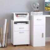 HOMCOM Bela lesena pisarniška omara z 2 predaloma, 4 kolesa, 40 x 35 x 60cm, (20745006) | Shoptok.si