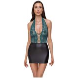 Cottelli čipkasta čipkasta obleka s čipko in svetlečimi dodatki (črno-zelena) - M | Shoptok.si