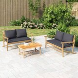  3-dijelna vrtna garnitura od bambusa s tamnosivim jastucima | shoptok.hr