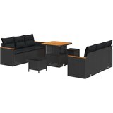 vidaXL Vrtna sedežna garnitura z blazino 9 pcs Črna Poly ratan, (5000022570) Cene