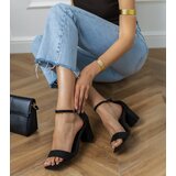 D/CEO Black sandals with a strap and square toe on a block heel Ronas | Shoptok.si