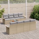  9-dijelni vrtni kauč set s jastucima bež poli ratan akacija | shoptok.hr