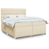  Krevet s oprugama i madracem krem 200 x 200 cm od tkanine | shoptok.hr
