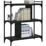 vidaXL Knjižna omara 3-nadstropna črna 76x32x88 cm inženirski les | Shoptok.si