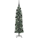 vidaXL Umetno vitko božično drevo med 150 LED Zelena in bela 150 cm | Shoptok.si