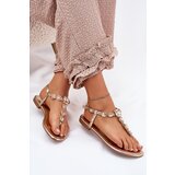 Boto Women's sandals on flat heels with crystals gold Fiolalia | Shoptok.si