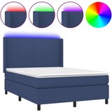  Box spring postelja z vzmetnico LED modra 140x200 cm blago, (20900525) | Shoptok.si