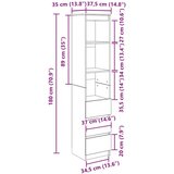 vidaXL Visoka ploča beton siva 37,5x35x180 cm izrađeno drvo | shoptok.hr
