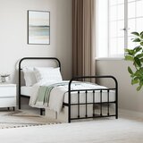 Maison Chic Kovinski Posteljni okvir - Enojna postelja - Postelja za odrasle z vzglavjem in vznožjem črn 90x190 cm, (21697122) | Shoptok.si
