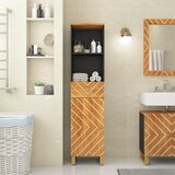  The Living Store Kopalniška omarica rjava in črna 38x33,5x160 cm trden mango - Kopalniška Omarica, (21439751) Cene
