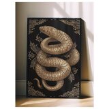 Wallxpert uramljena slika 115271, zlatna zmija na crnoj pozadini, 50 x 70 cm, crni ram | Eponuda.com