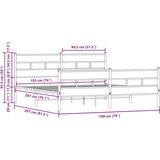 Metalni Kovinski posteljni okvir brez vzmetnice rjavi hrast 193x203 cm, (21609666) | Shoptok.si