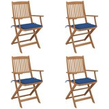 The Living Store Zložljivi vrtni stoli 4 kosi z blazinami trden akacijev les - Vrtni Stol, (21572308) | Shoptok.si
