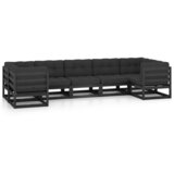 Maison Chic Seti vrtnega pohištva - Vrtna garnitura - Vrtni pohištvo set 7-delna z blazinami črna trdna borovina, (21801803) | Shoptok.si