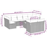  10-dijelni set vrtnih sofa od poliratana s jastucima sivi | shoptok.hr