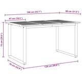  Stol za vrt Siva 140 x 80 x 75 cm Čvrsto drvo akacije | shoptok.hr