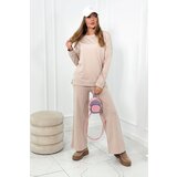 Kesi Cotton set Sweatshirt + Wide leg trousers light beige | Shoptok.si
