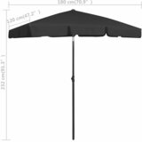  Suncobran za plažu crni 180 x 120 cm | shoptok.hr