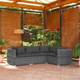 Maison Chic Seti vrtnega pohištva - Vrtna garnitura - Vrtni pohištvo set 4-delna z blazinami poli ratan siva, (21816864) | Shoptok.si