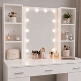  Kozmetički toaletni stolić s LED ogledalom i ladicama, bijeli, 141 × 114 × 39 cm | shoptok.hr