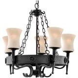 Searchlight 0815-5BK - Luster na lancu CARTWHEEL 5xE27/60W/230V crna