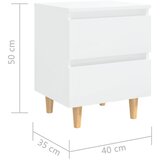 Noćni ormarići s drvenim nogama 2 kom sjajni bijeli 40x35x50 cm | Eponuda.ba