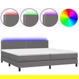 The Living Store Box spring postelja z vzmetnico LED siva 200x200cm umetno usnje - Box Spring Postelja, (21520313) | Shoptok.si
