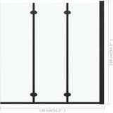  Sklopiva vrata za tuš-kabinu s 3 ploče ESG 130 x 138 cm crna | shoptok.hr