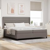  LED Box Spring Krevet Sivo-smeđa 200 x 200 cm tkanina Slike