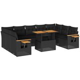  10-dijelni set vrtnih sofa s jastucima crni poliratana bagrem | Eponuda.ba