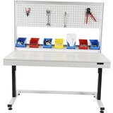 eurokraft pro delovna miza s perforirano steno, električna nastavitev višine, s perforirano steno, svetlo sive barve | Shoptok.si